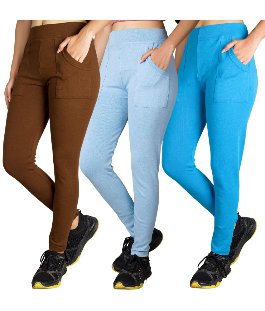     			KARARO JEGGINGS - Cotton Blend Skinny Fit Light Blue Women's Jeggings ( Pack of 3 )