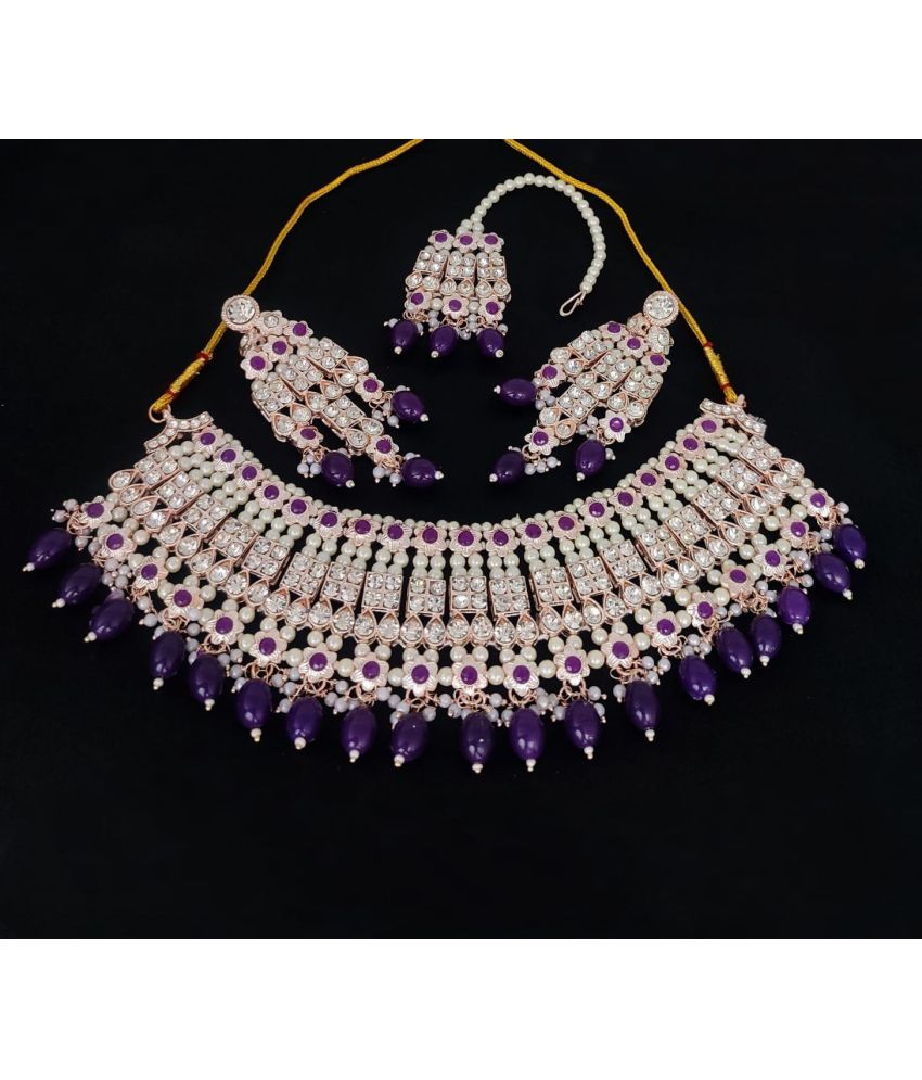     			Padmavati Bangles Purple Alloy Necklace Set ( Pack of 1 )