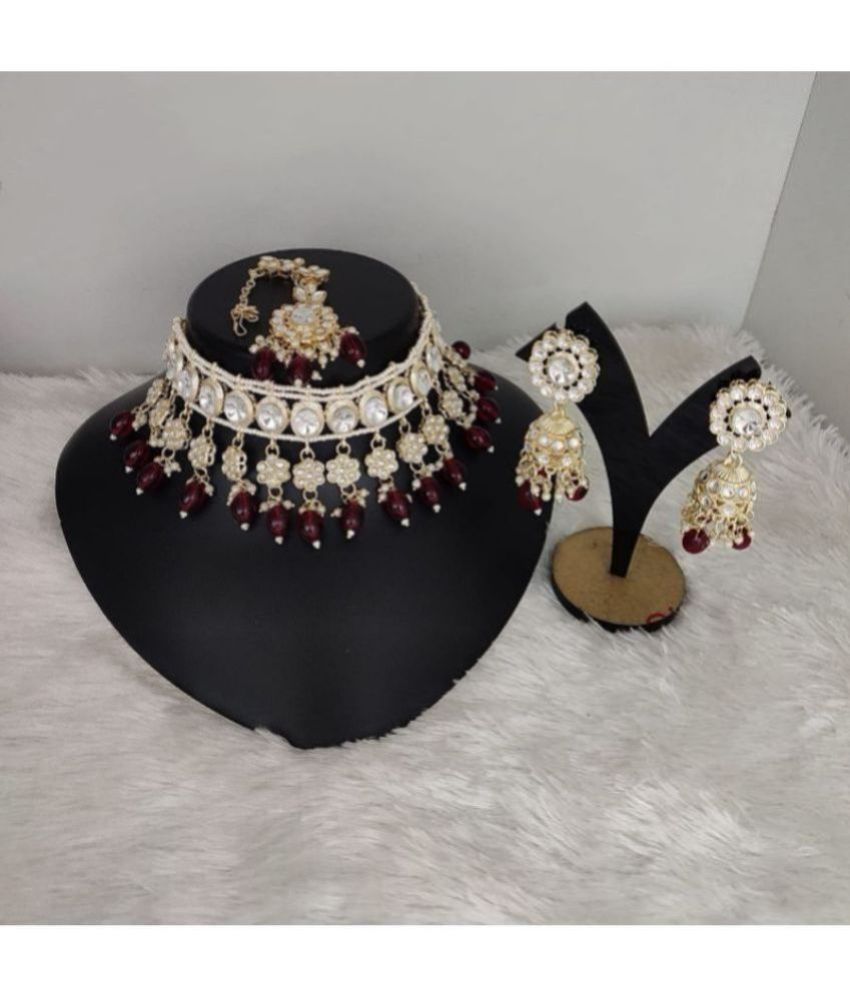     			Padmavati Bangles Wine Alloy Necklace Set ( Pack of 1 )