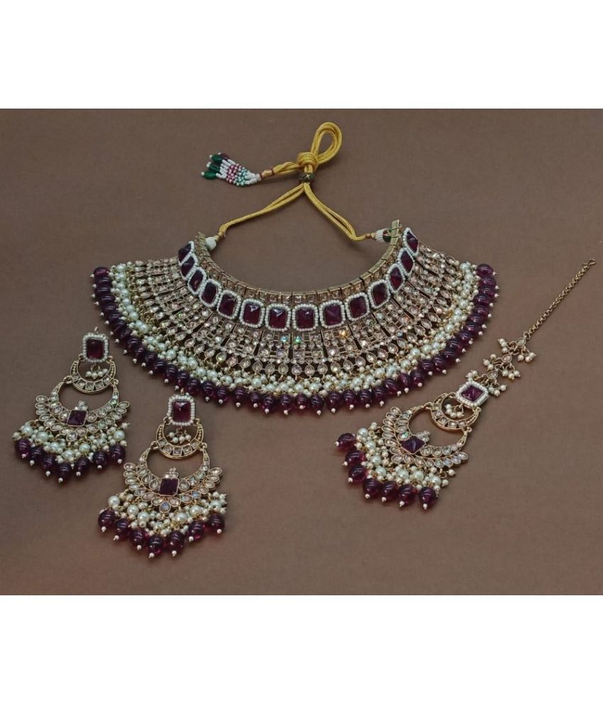     			Padmavati Bangles Wine Alloy Necklace Set ( Pack of 1 )