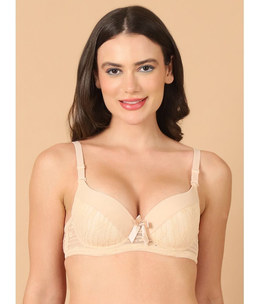     			PrettyCat Beige Lace Lightly Padded Women's T-Shirt Bra ( Pack of 1 )