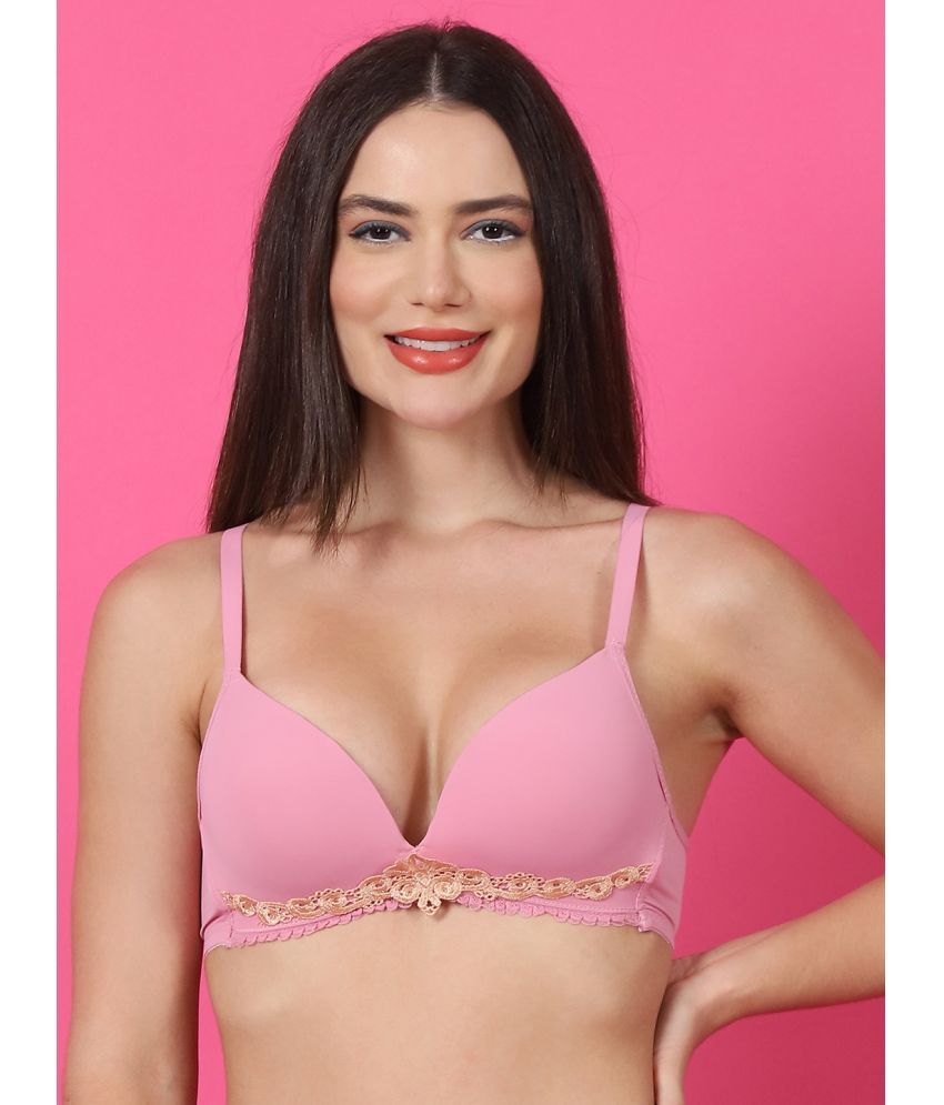     			PrettyCat Pink Polyester Lightly Padded Women's Push Up Bra ( Pack of 1 )