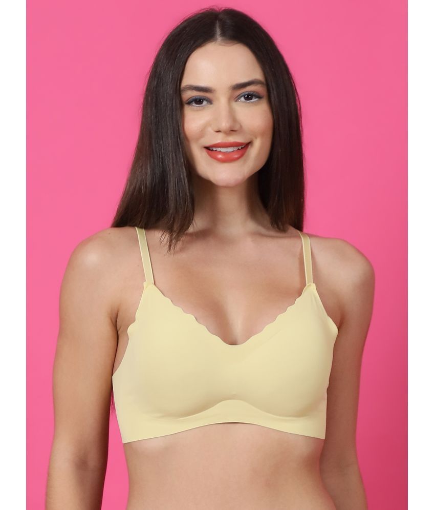     			PrettyCat Nylon Lightly Padded Women's Everyday Bra ( Yellow ) PC-BR-7029-YLO