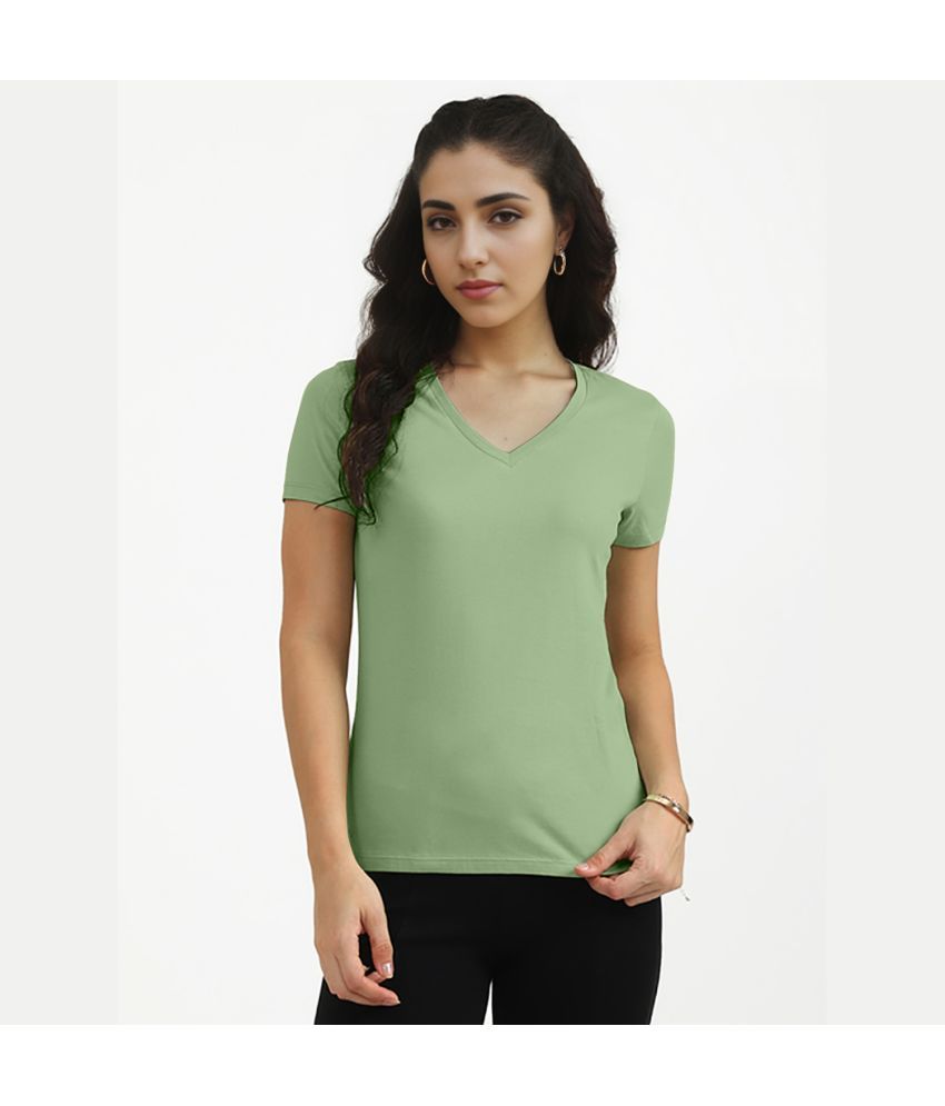     			Radprix Green Cotton Regular Fit Women's T-Shirt ( Pack of 1 )