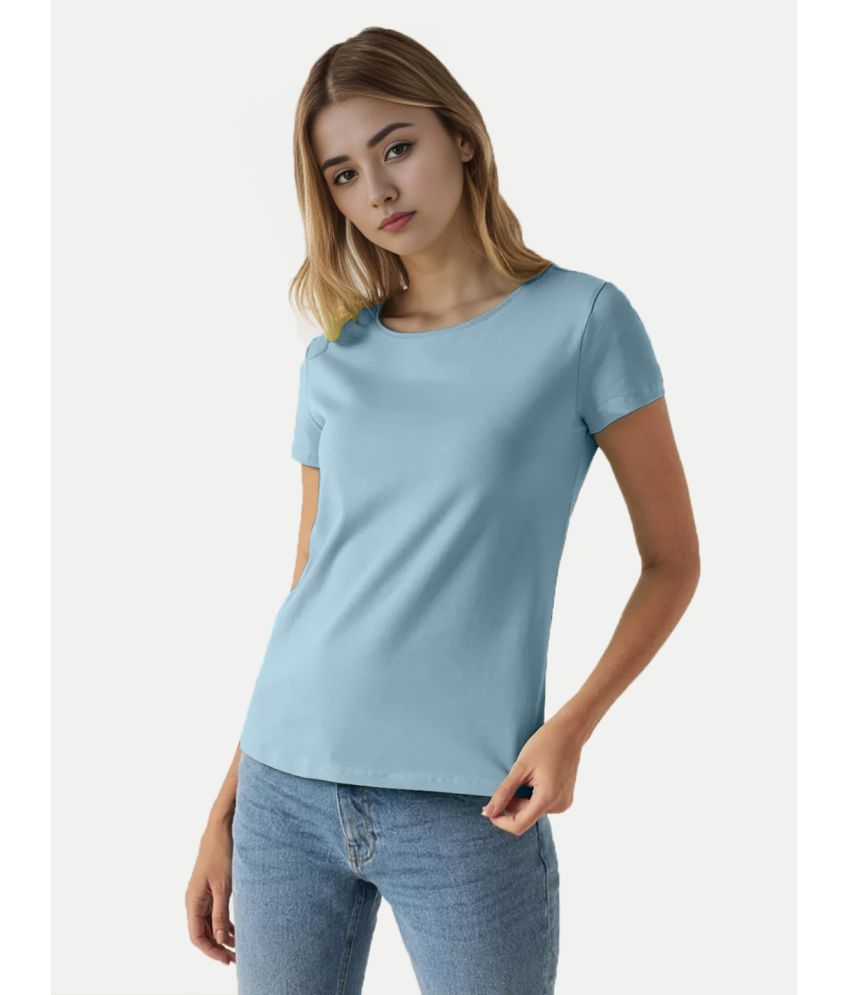     			Radprix Light Blue Cotton Regular Fit Women's T-Shirt ( Pack of 1 )