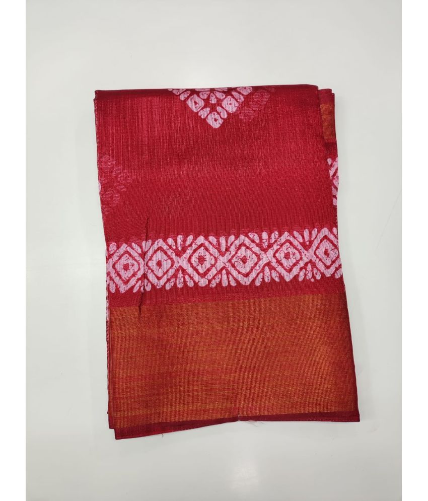     			Rekha Maniyar Cotton Printed Saree With Blouse Piece - Red ( Pack of 1 )