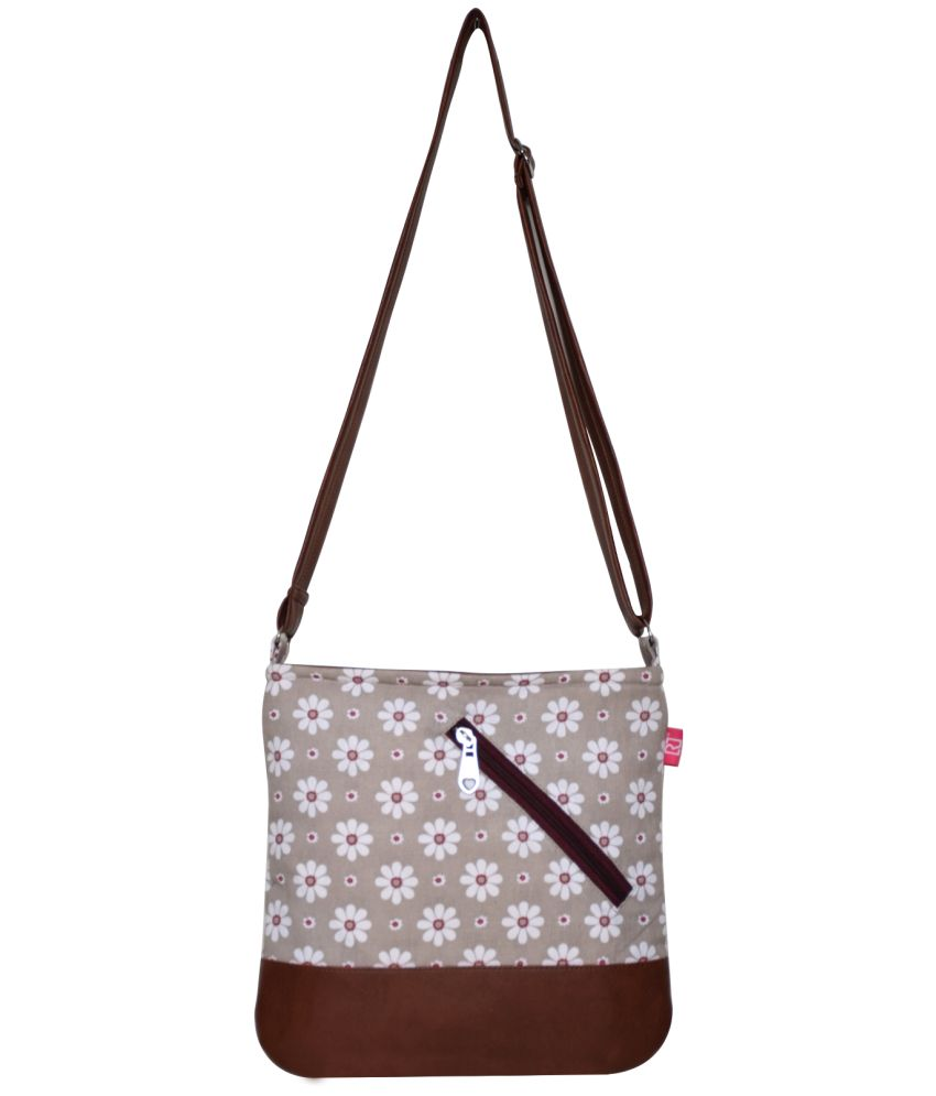     			Rich&Rich Brown,Multicolor Cotton Sling Bag