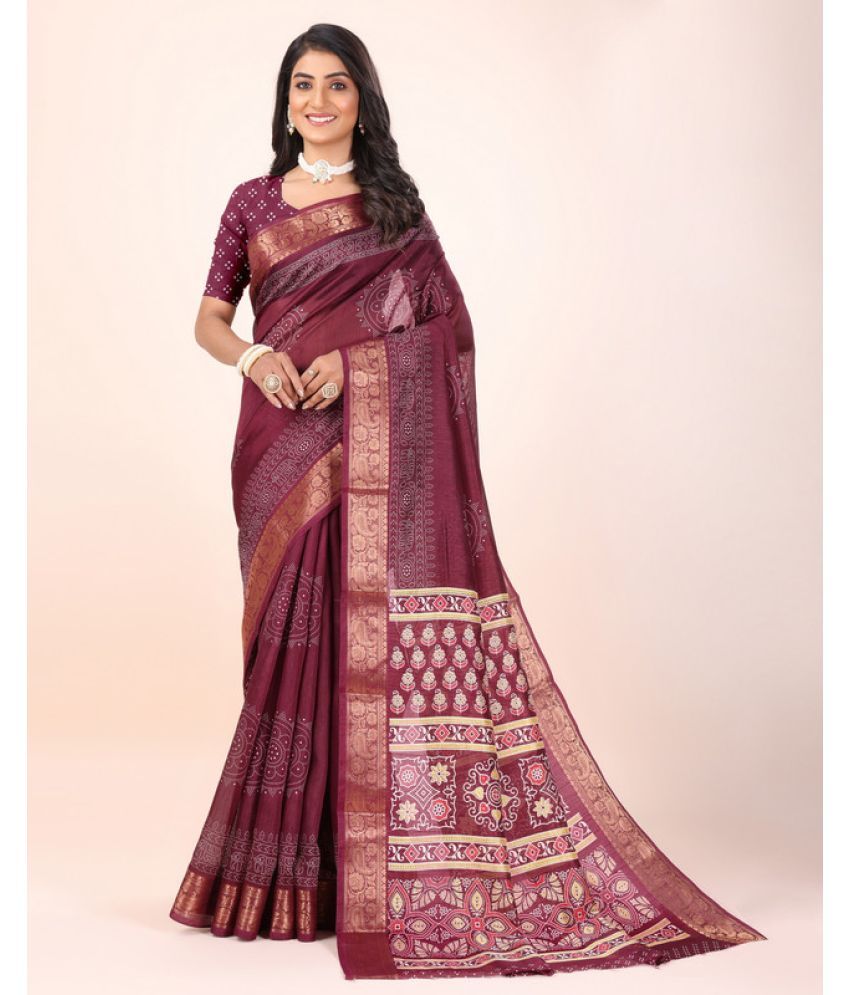     			Sanwariya Silk Silk Blend Printed Saree With Blouse Piece - Maroon ( Pack of 1 )