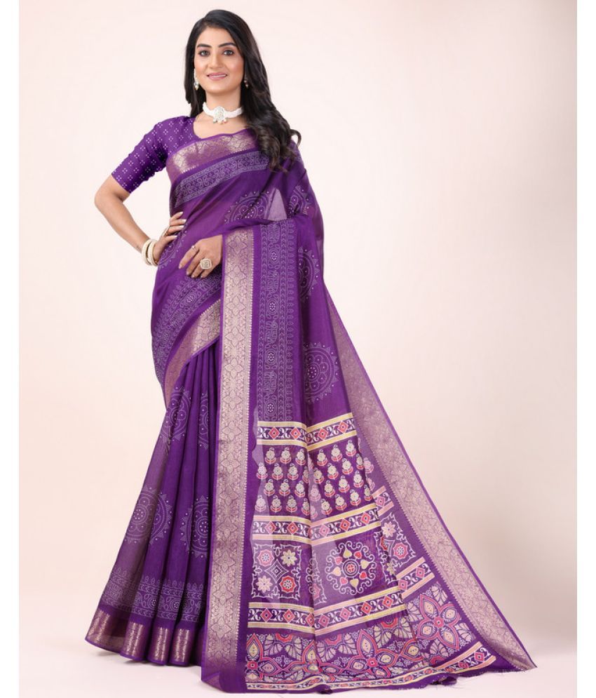     			Sanwariya Silk Silk Blend Printed Saree With Blouse Piece - Lavender ( Pack of 1 )