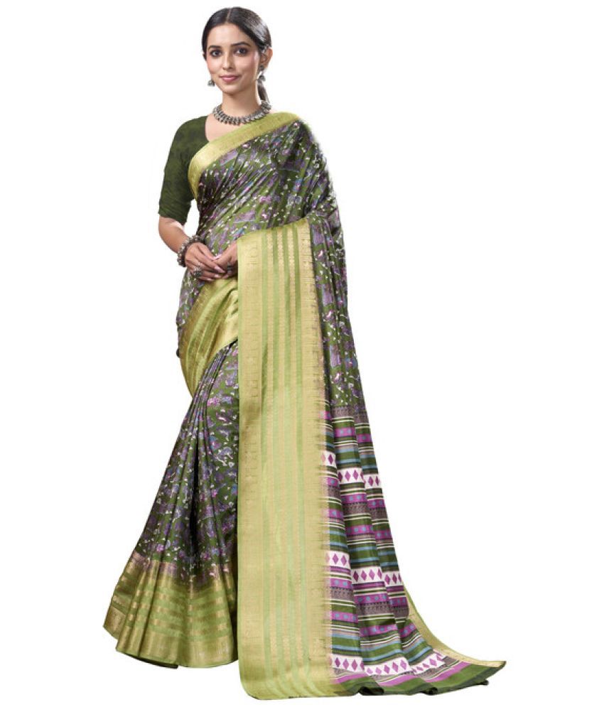     			Sanwariya Silk Silk Blend Printed Saree With Blouse Piece - Sea Green ( Pack of 1 )