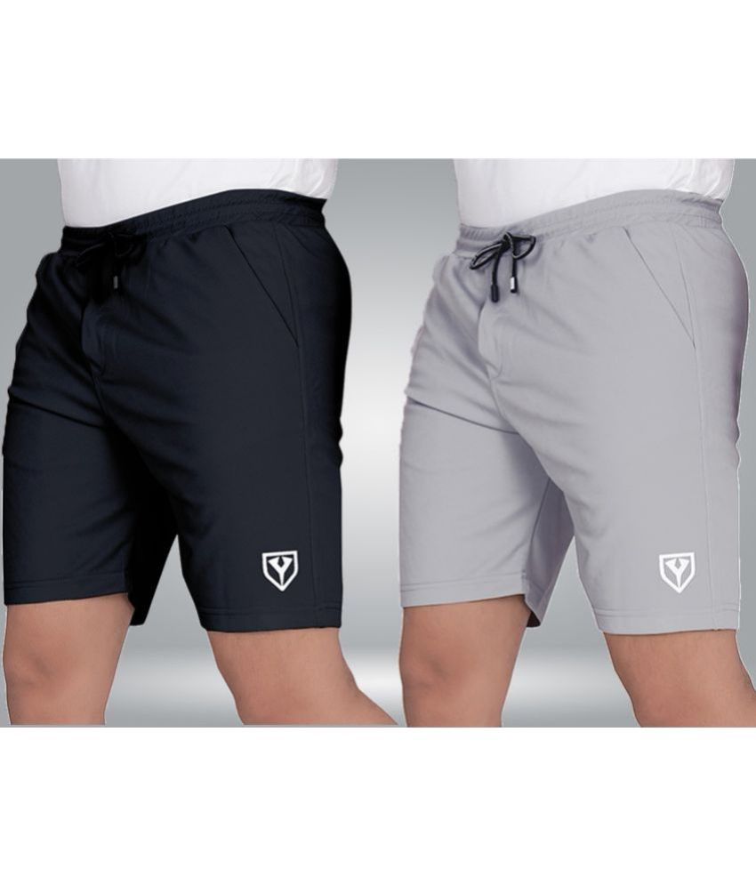     			Septem Grey Melange Polyester Men's Gym Shorts ( Pack of 2 )