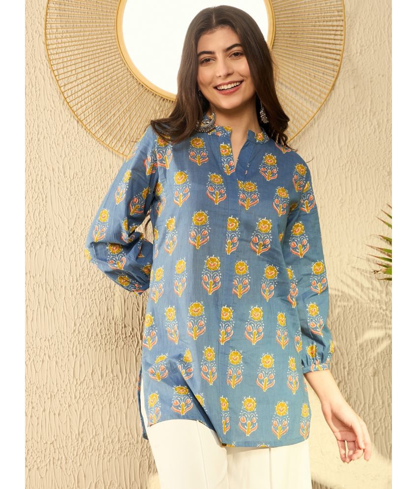     			Vaamsi Blue Cotton Women's Tunic ( Pack of 1 )