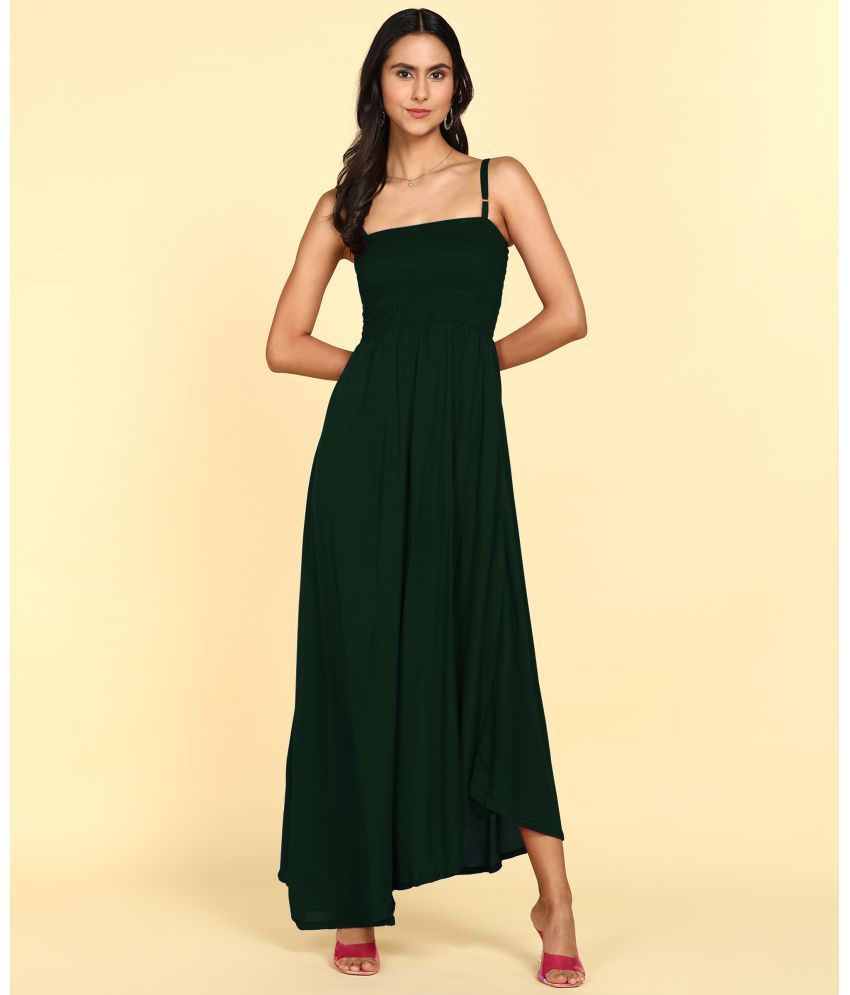     			Colorscube Rayon Solid Ankle Length Women's Fit & Flare Dress - Green ( Pack of 1 )