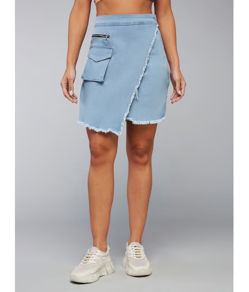     			Dolce Crudo Blue Denim Women's Asymmetrical Skirt ( Pack of 1 )