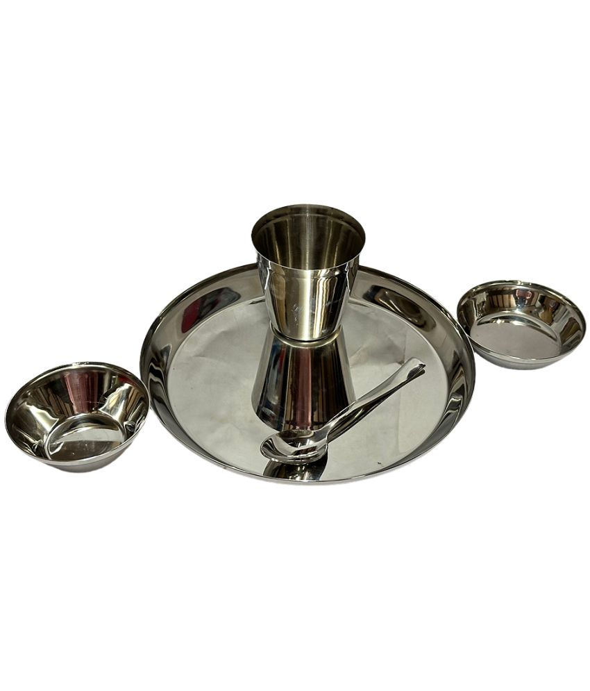     			Dynore Dinner Set Silver Stainless Steel Dinner Set ( Pack of 5 )