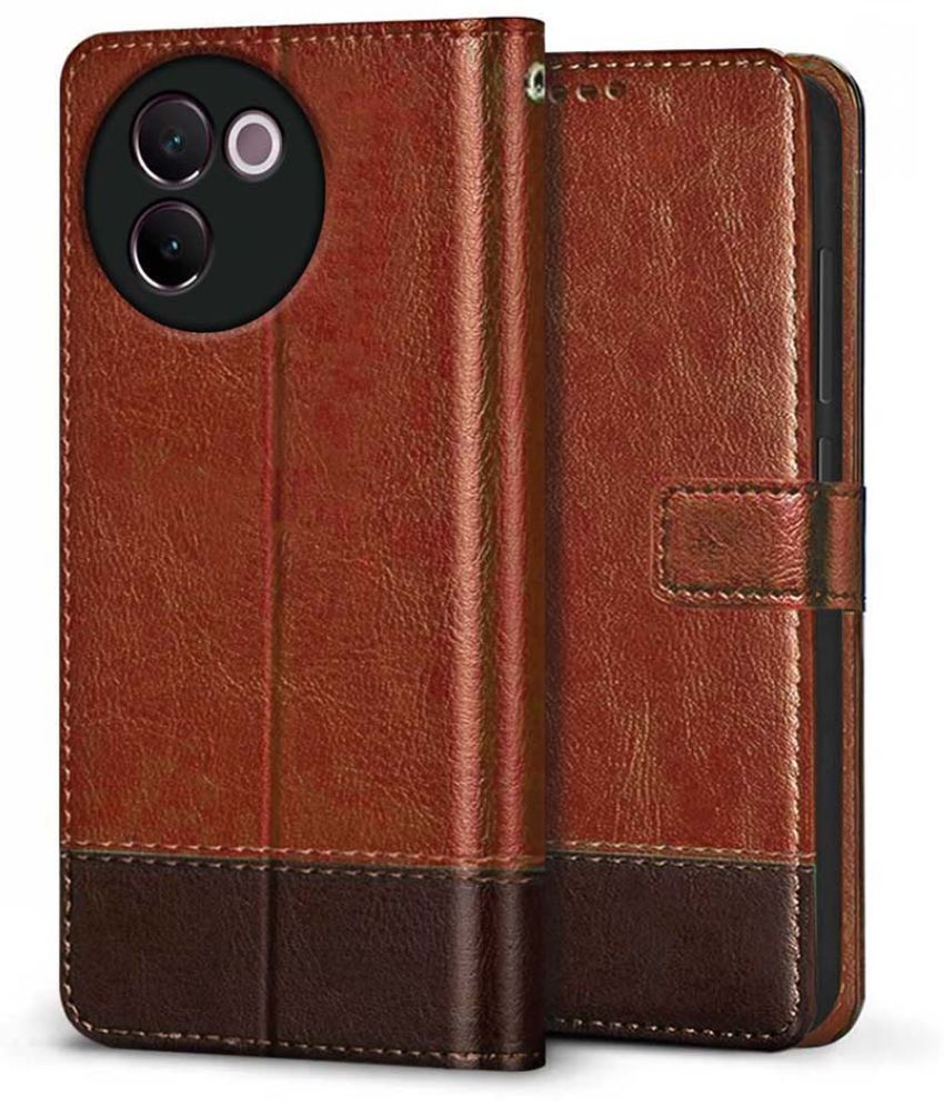     			Fashionury Brown Flip Cover Leather Compatible For Vivo V30e 5G ( Pack of 1 )