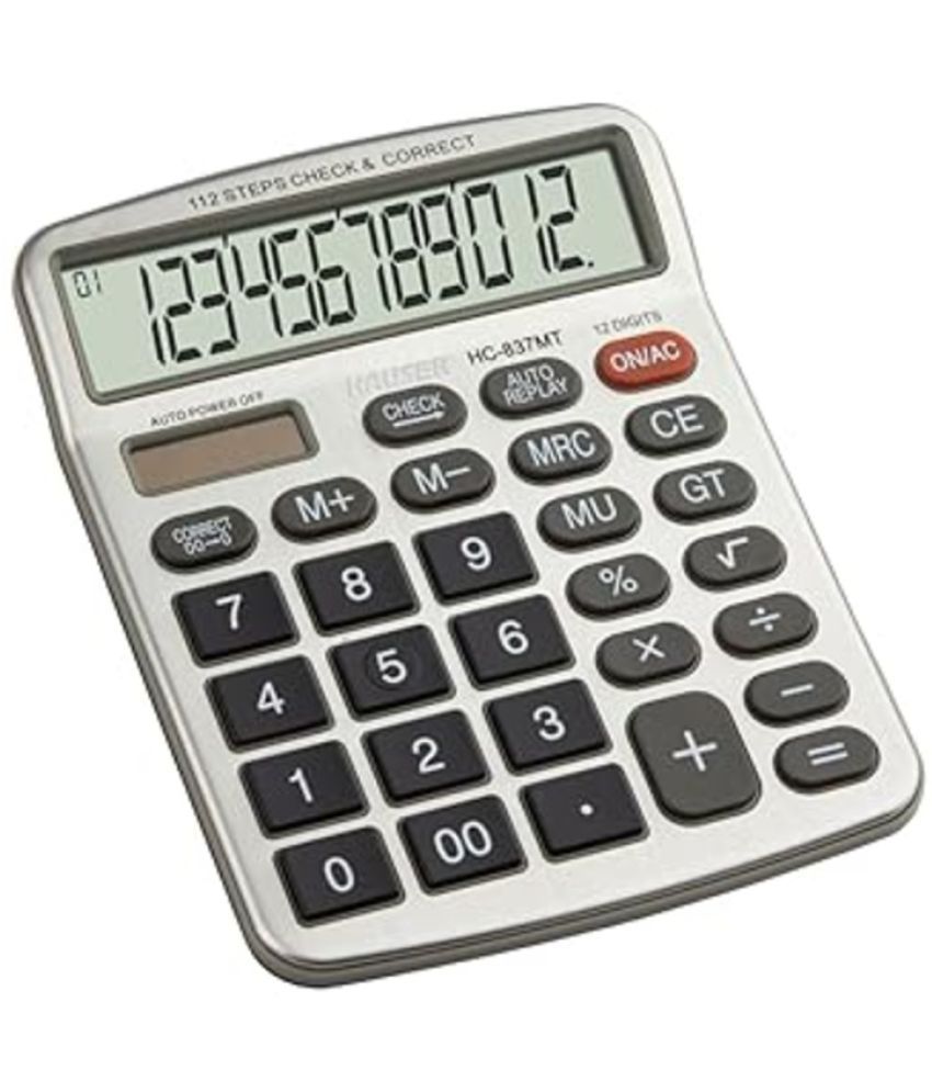     			Hauser Hc-837Mt Desktop Series Electronic Calculator 12 Digits, Big Display Dual Power With Solar 112 Steps Check & Correct Grey, Pack Of 1