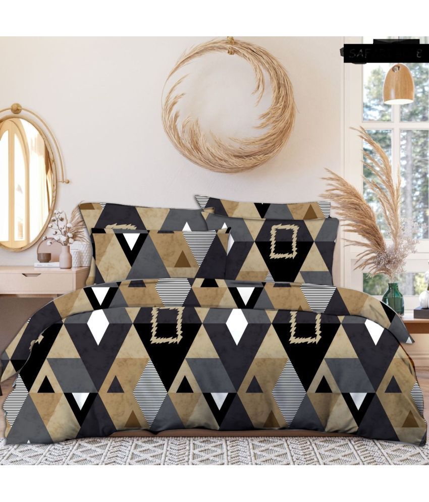     			HOME DELIGHT Poly Cotton Geometric 1 Double Bedsheet with 2 Pillow Covers - Multicolor