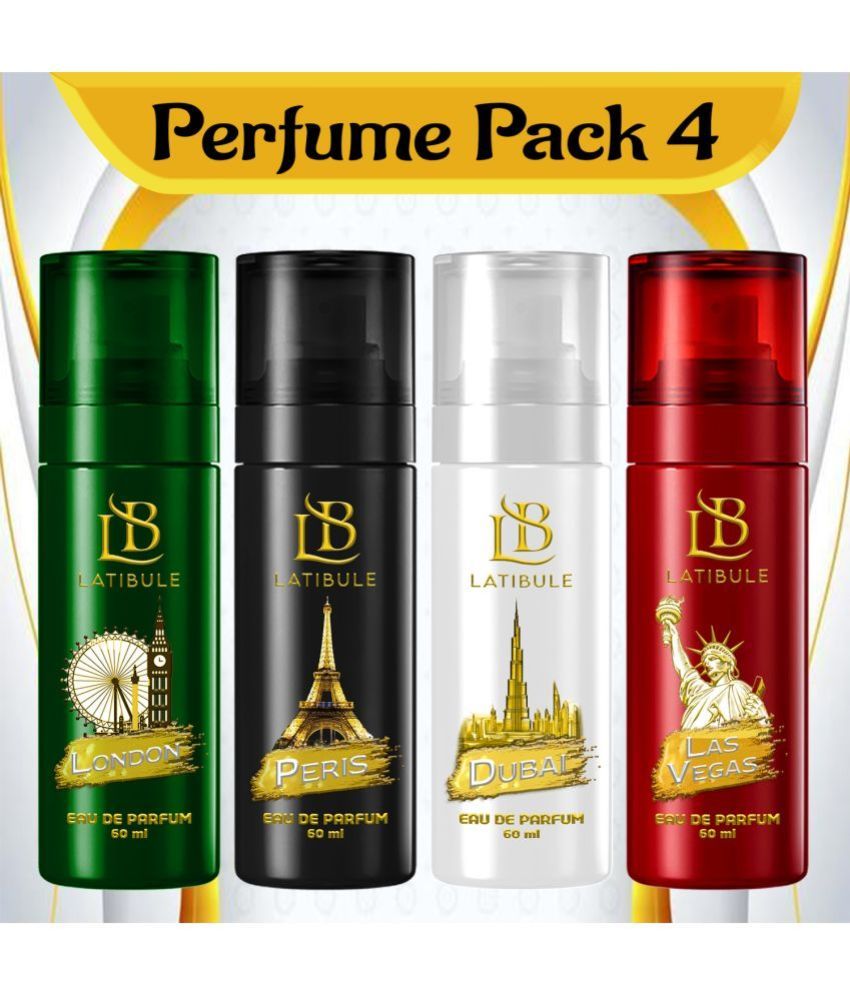     			Latibule Long Lasting Perfume Body Spray For Men And Women 60 Ml Each (Pack Of 4)