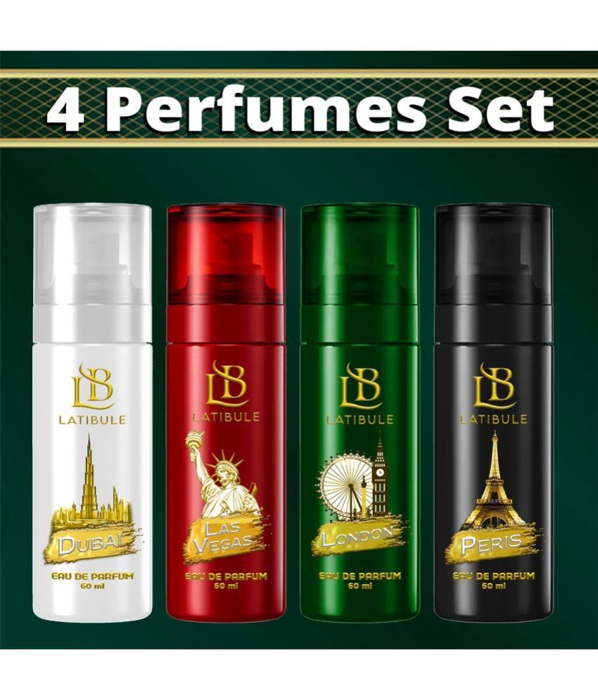     			Latibule Long Lasting Perfume Body Spray For Men And Women 60 Ml Each (Pack Of 4)