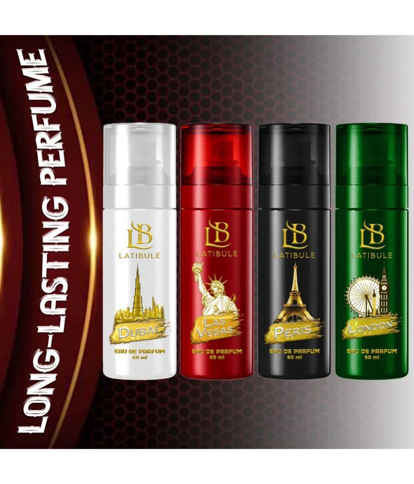     			Latibule Long Lasting Perfume Body Spray For Men And Women 60 Ml Each (Pack Of 4)