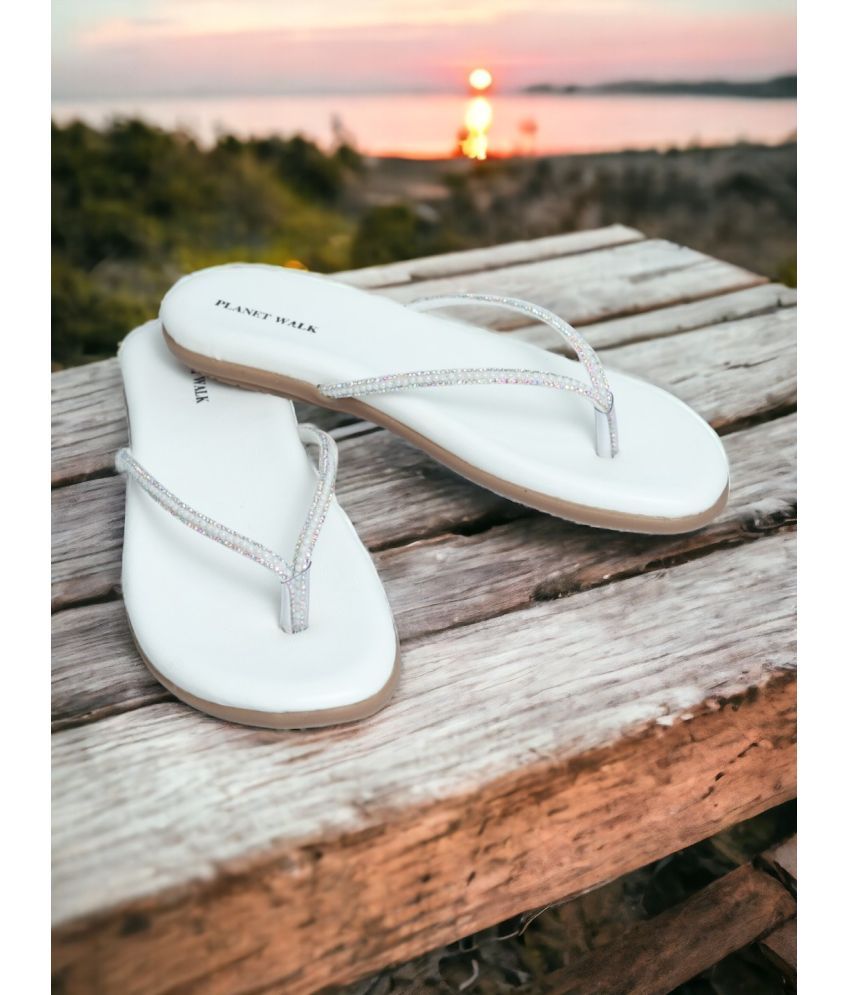     			PLANET WALK White Women's Flats