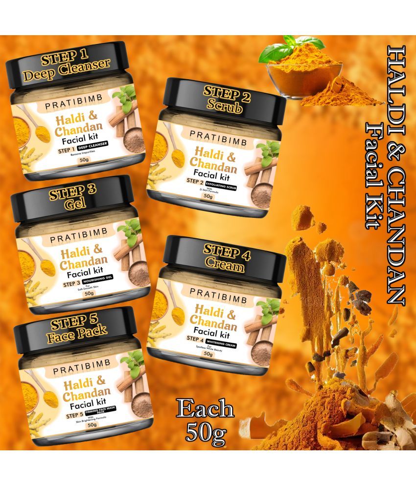     			Pratibimb Chandan Facial 3 Times Use Facial Kit For All Skin Type Haldi Chandan 50 ( Pack of 5 )