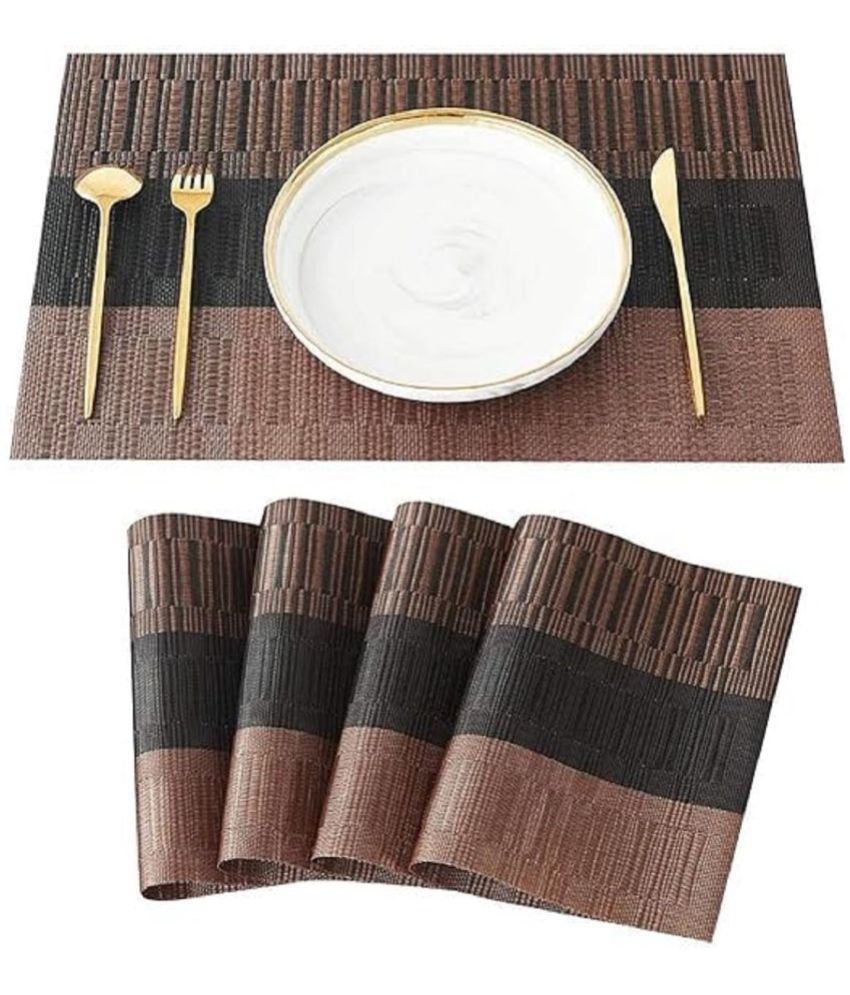     			RAMDEV ENTERPRISE PVC Colorblock Table Mats ( 30 cm x 45 cm ) Pack of 4 - Brown