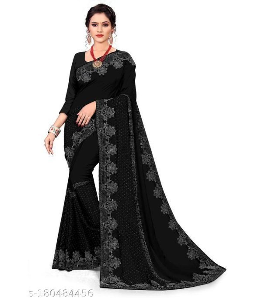     			Shivadit ethnic Georgette Woven Saree With Blouse Piece - Black ( Pack of 1 )