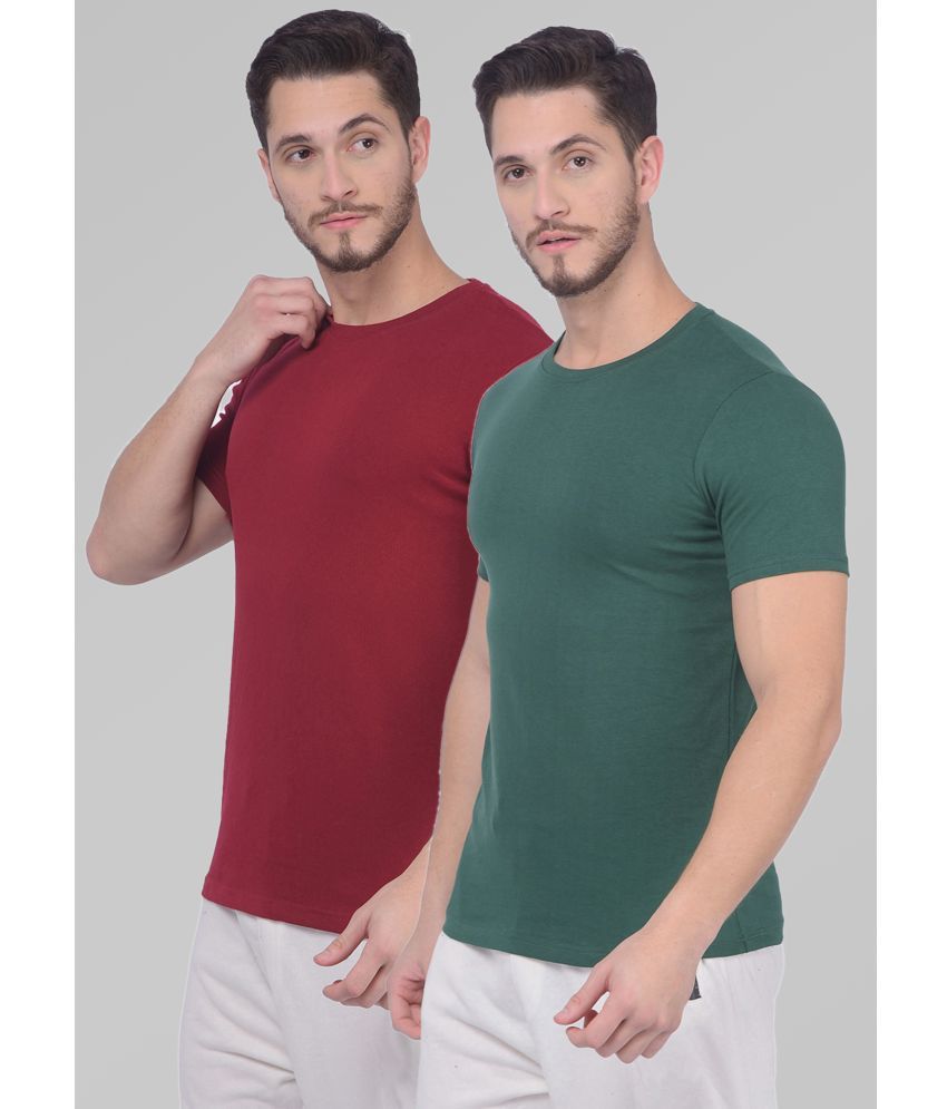     			Zeal G Cotton Slim Fit Solid Half Sleeves Men's T-Shirt - Maroon ( Pack of 2 )