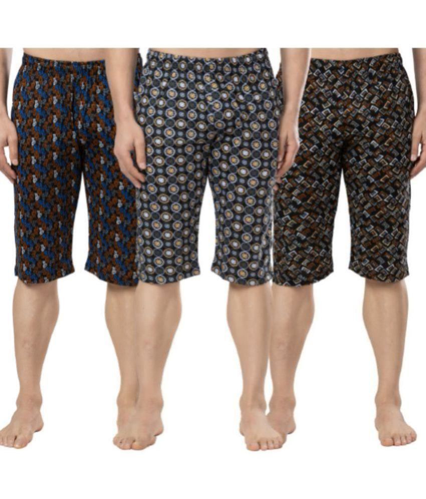     			Zeffit Multicolor Cotton Men's Three-Fourths ( Pack of 3 )