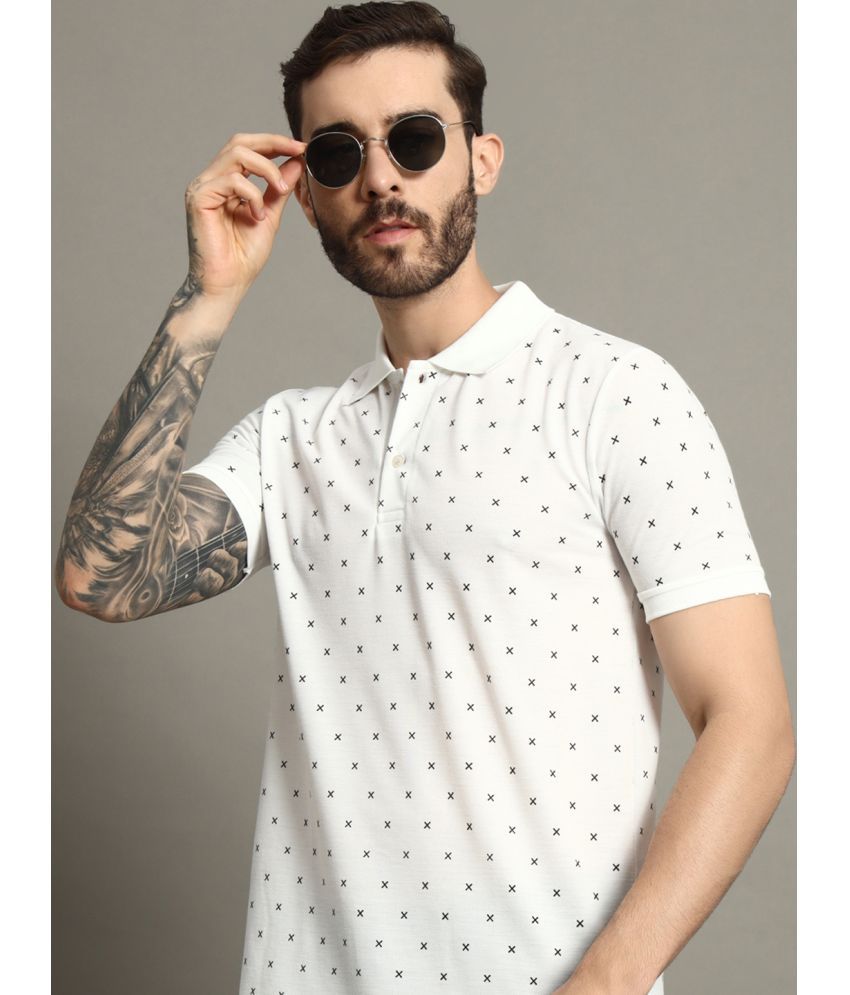     			AAUSTRIA Cotton Blend Regular Fit Printed Half Sleeves Men's Polo T Shirt - White ( Pack of 1 )