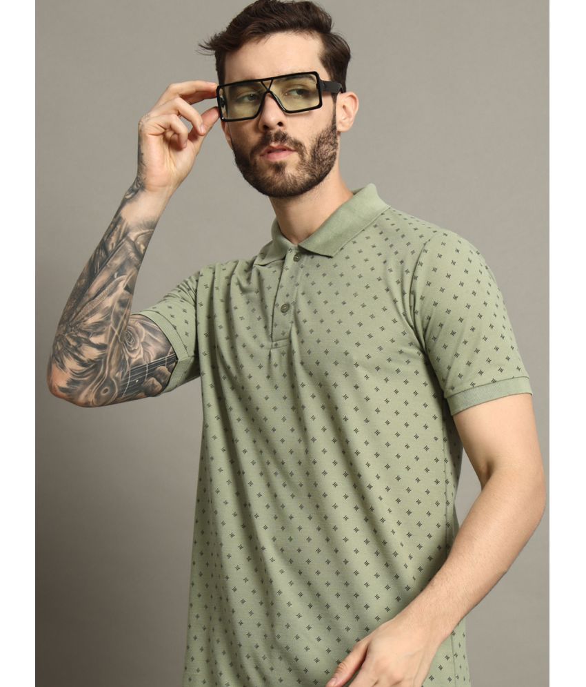     			AAUSTRIA Cotton Blend Regular Fit Printed Half Sleeves Men's Polo T Shirt - Mint Green ( Pack of 1 )