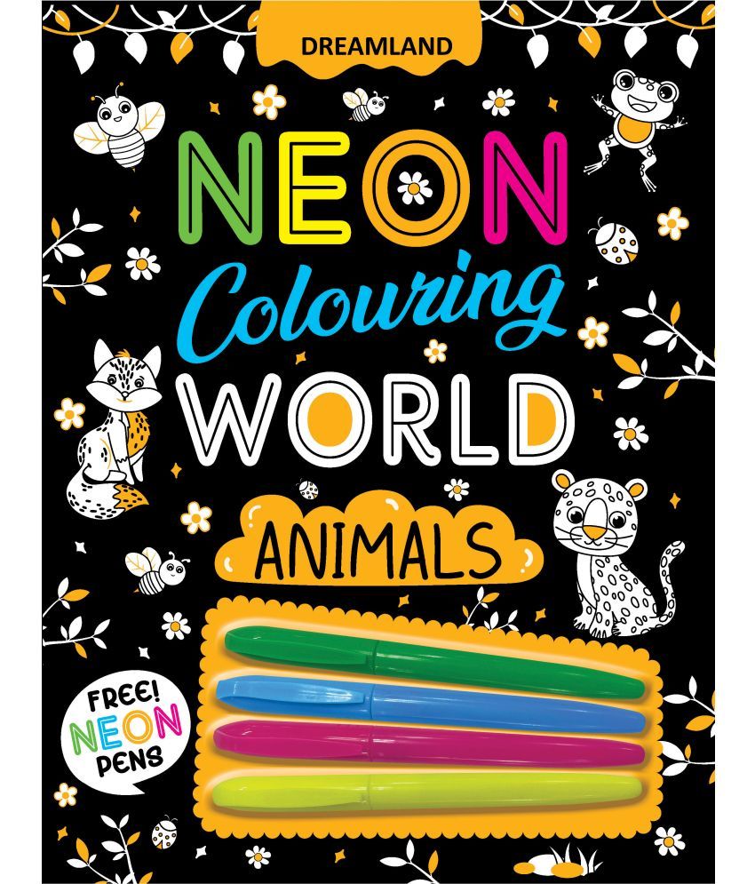     			Animals Neon Colouring World Book for Kids Age 4 - 7  years with Neon Pens