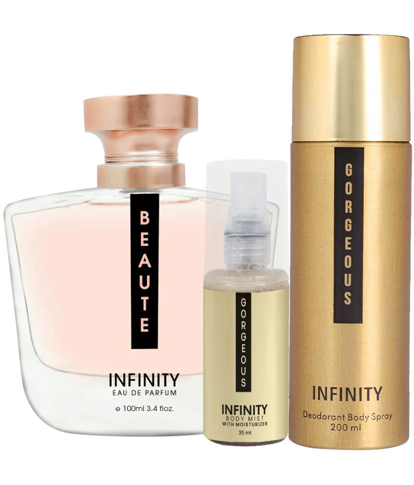     			CFS Beaute EDP Perfume 100ml, Gorgeous Deo Body Spray 200ml, Gorgeous Body Mist 35ml Long Lasting Perfume Pack of 3