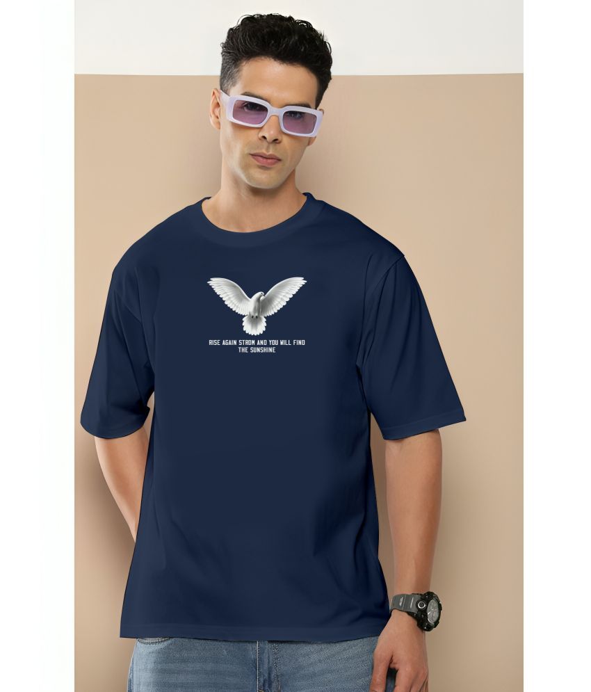     			FLYIND Pack of 1 Cotton Oversized Fit Men's T-Shirt ( Navy )