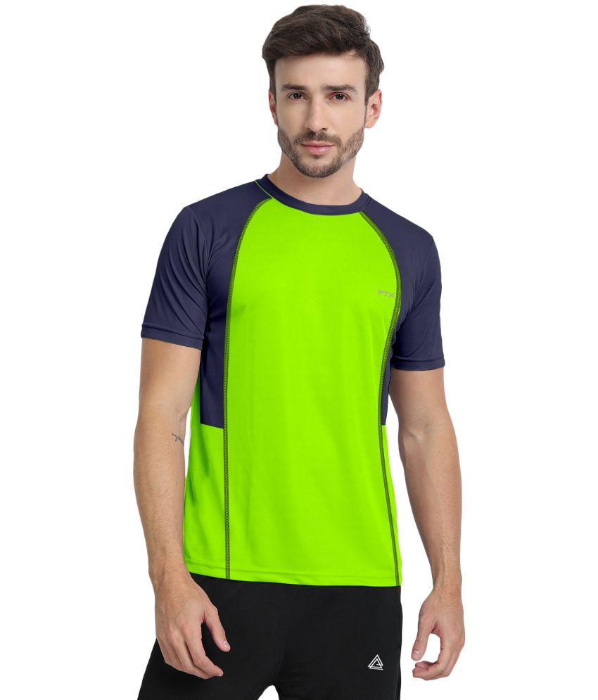     			FTX Polyester Regular Fit Colorblock Half Sleeves Men's T-Shirt - Green ( Pack of 1 )