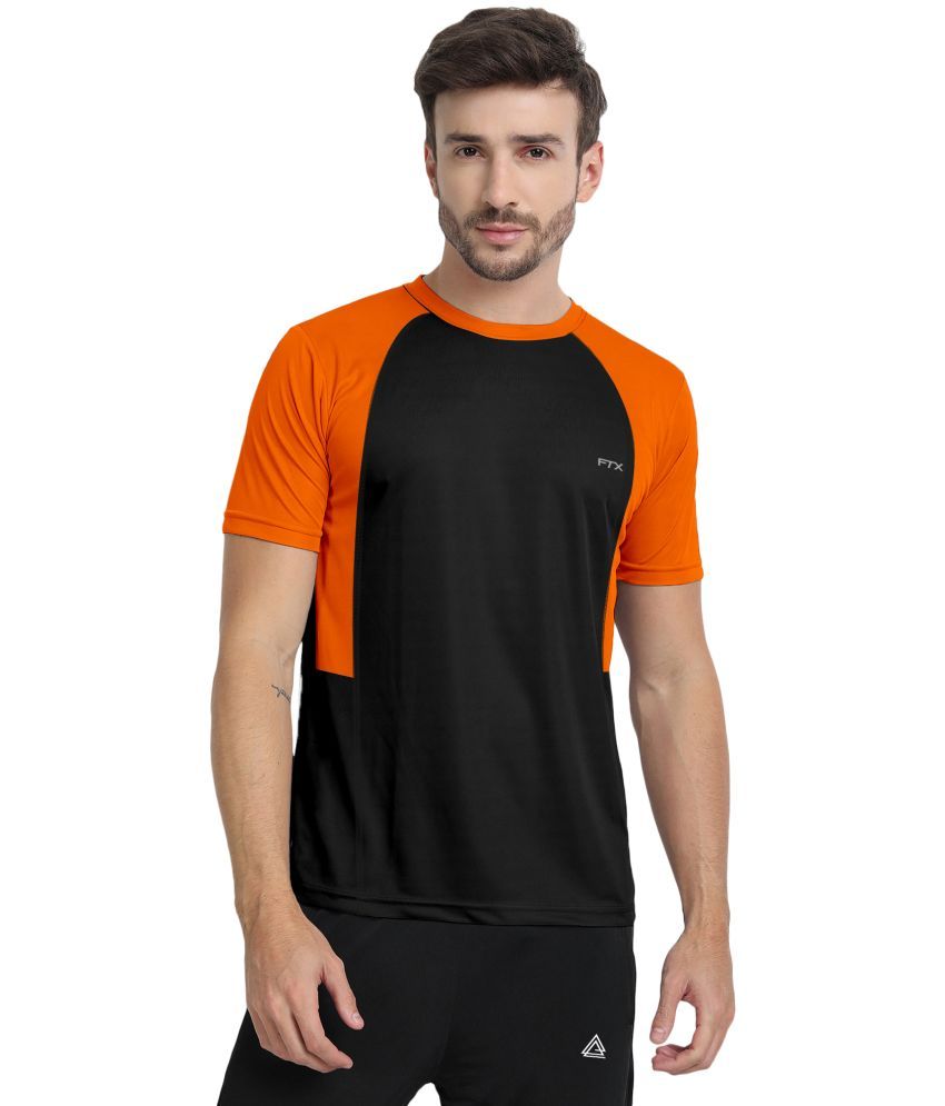     			FTX Polyester Regular Fit Colorblock Half Sleeves Men's T-Shirt - Charcoal Grey ( Pack of 1 )