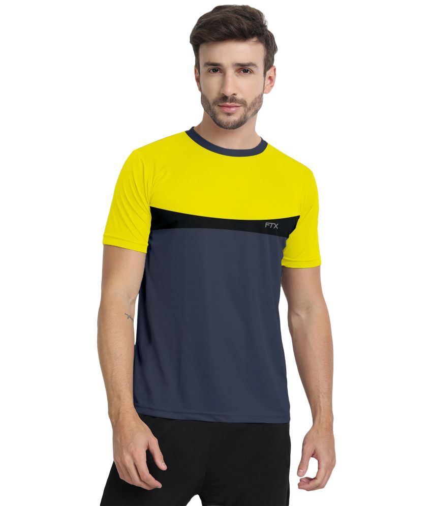     			FTX Polyester Regular Fit Colorblock Half Sleeves Men's T-Shirt - Grey ( Pack of 1 )