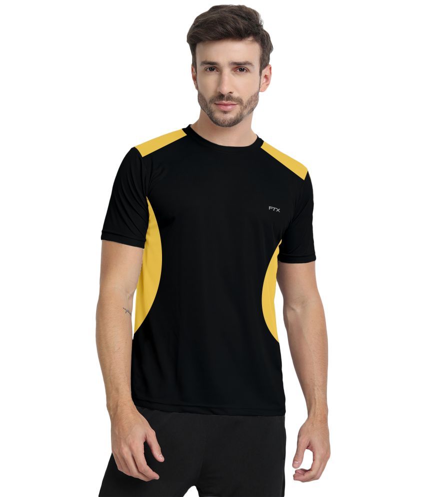     			FTX Polyester Regular Fit Colorblock Half Sleeves Men's T-Shirt - Black ( Pack of 1 )