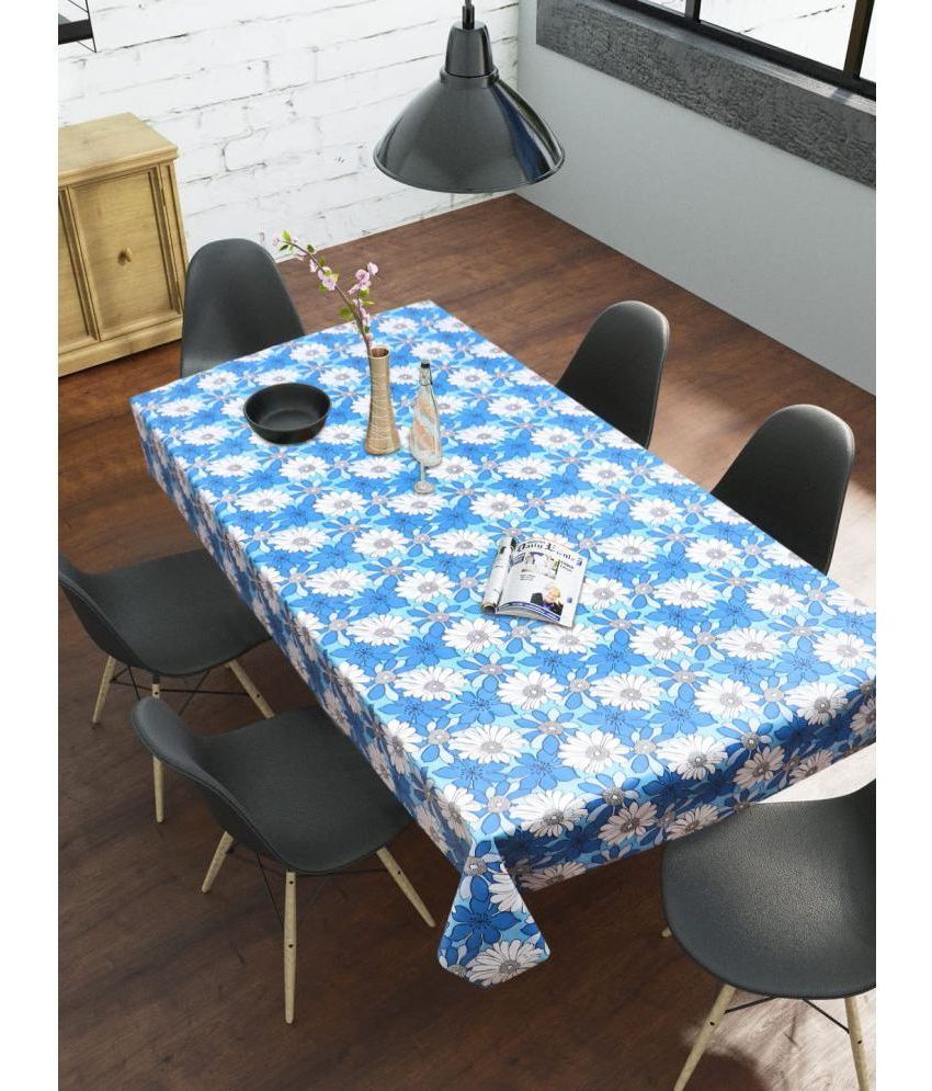     			HOMETALES Printed PVC 6 Seater Rectangle Table Cover ( 198 x 137 ) cm Pack of 1 Blue