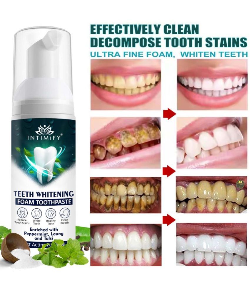     			Intimify Teeth Whitening Foam, Fresh Breath Toothpaste Dentist Recommended Denture Oral Kit, 60 Ml