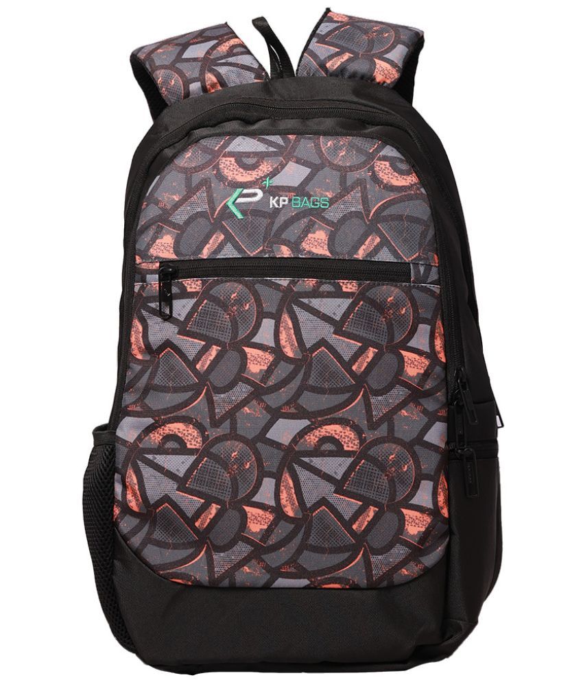     			KP Black Polyester Backpack ( 30 Ltrs )