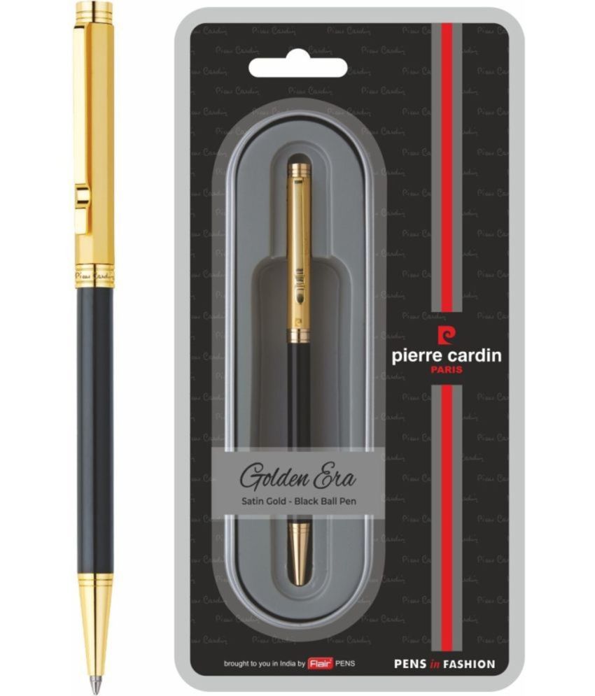     			Pierre Cardin Golden Era Premium Metal Ball Pen - Luxurious Acrylic Black Body With Satin Gold Finish Clip Set Of 1