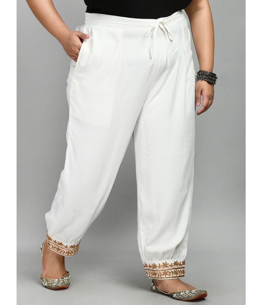     			PrettyPlus by Desinoor.com White Rayon Straight Women's Palazzos ( Pack of 1 )