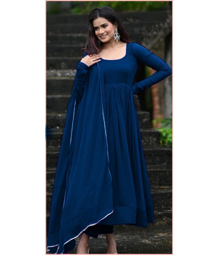     			Apnisha Teal Flared Georgette Women's Stitched Ethnic Gown ( Pack of 1 )