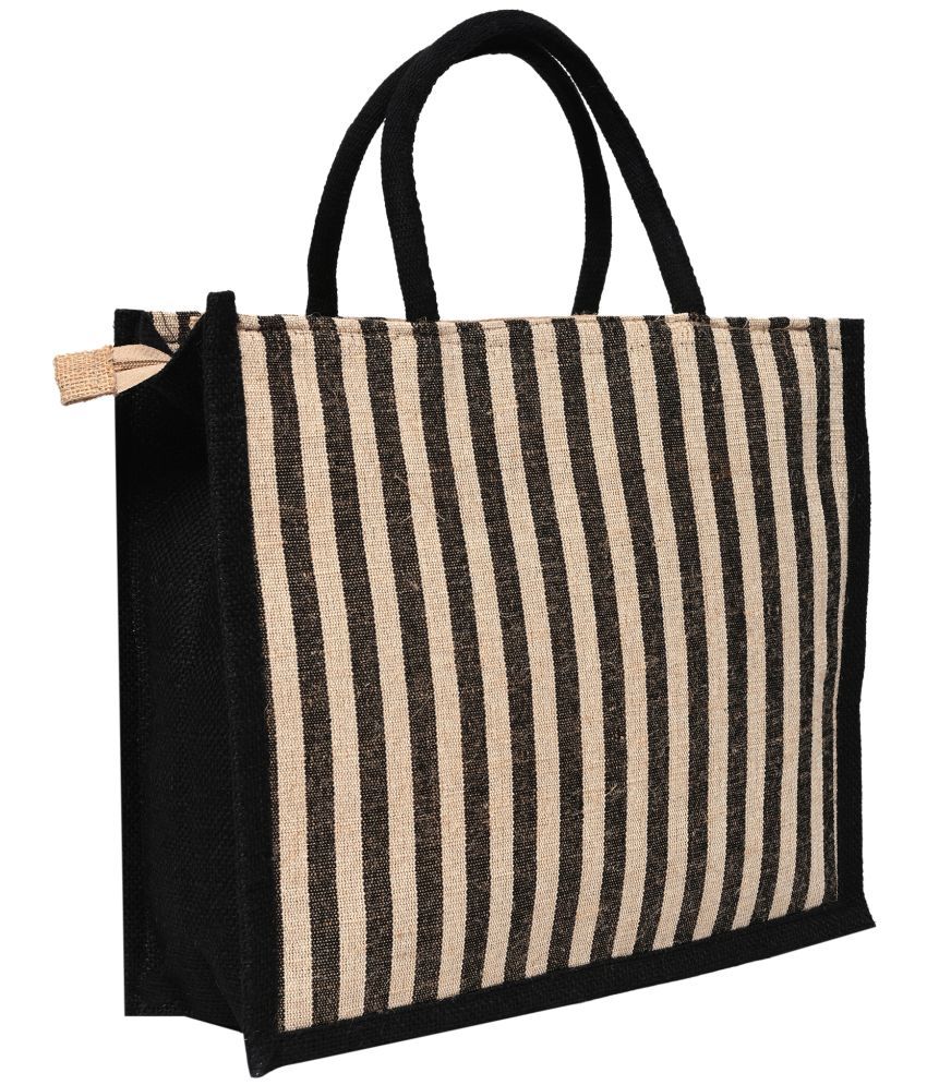     			ENSAC Black Jute Handheld Bag