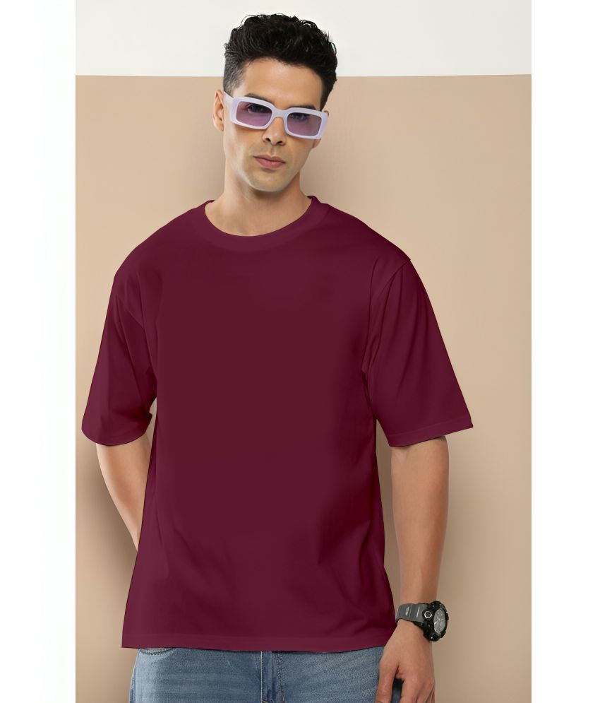     			FLYIND Pack of 1 Cotton Oversized Fit Men's T-Shirt ( Maroon )