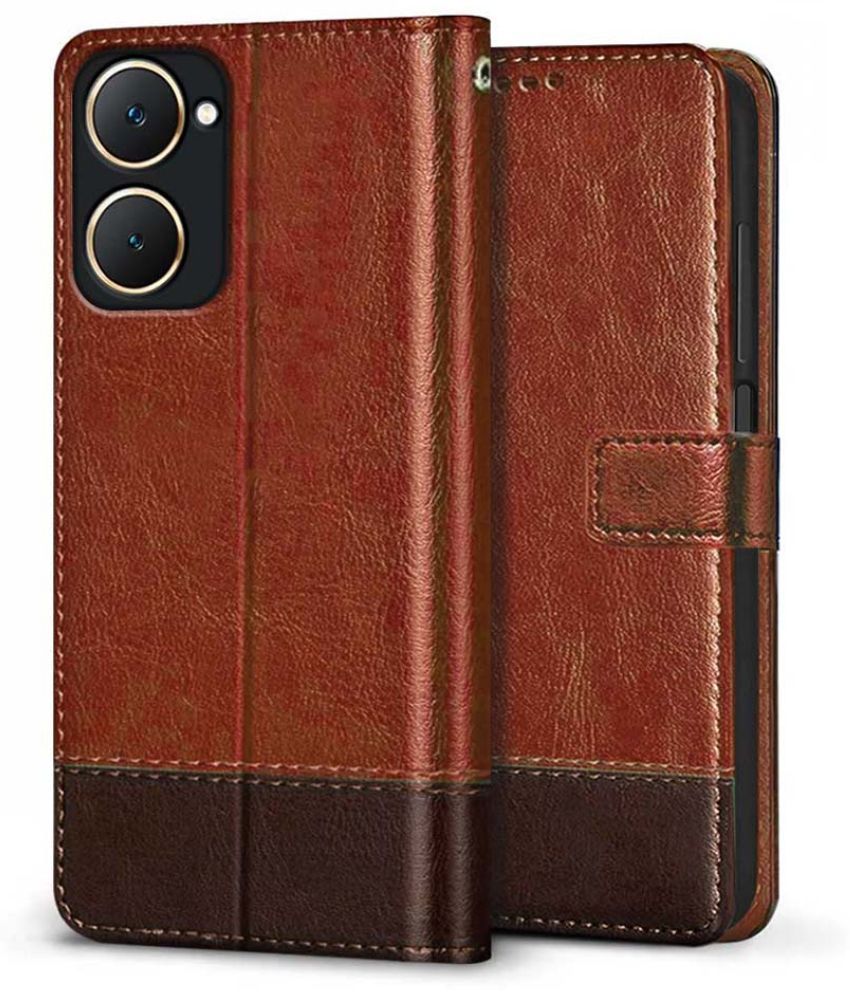     			Fashionury Brown Flip Cover Leather Compatible For Vivo Y18e ( Pack of 1 )