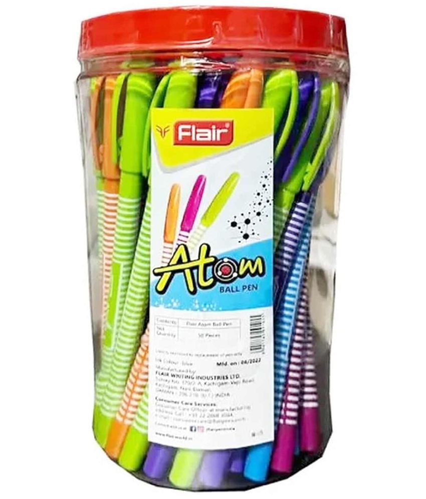     			Flair Atom Ball Pen Jar Pack Blue Ink, Set Of 50 Ball Pens